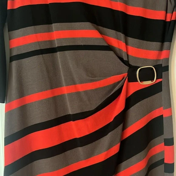 Black and Red/burnt orange Striped Women's Dress - Picture 2 of 4